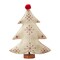 Embroidered Wool Ivory Christmas Tree Decorations for Tabletop or Mantel Tall 17 inch